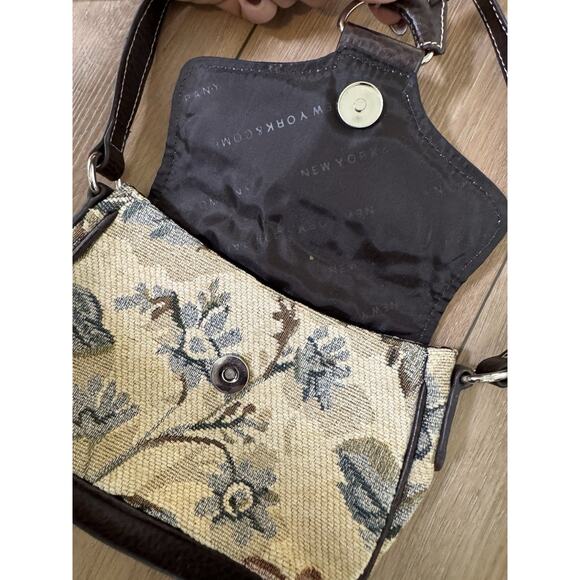 Vintage Y2K NY & Co Mini Tiny Tapestry Purse Floral Mocha Cottagecore - Picture 7 of 11